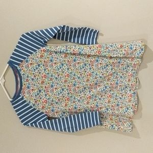 Blue and White Fall Flowers Shirt - Boden Girls 6-7Y